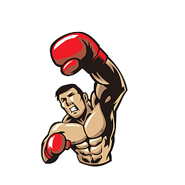 卡通奋力反击的搏击选手素材