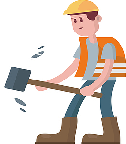 工人道路施工矢量铁锹素材
