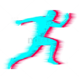 蓝色跑步运动元素