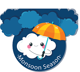打雨伞的云朵雨季海报