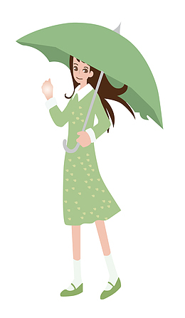 打伞的女孩清新图