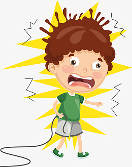 被电到头发炸裂的小朋友