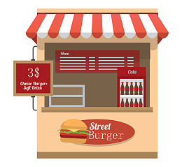 手绘卡通汉堡美食店