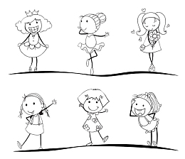 简易黑色线条跳舞的女孩插画