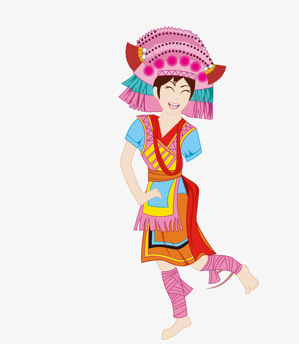 优美跳舞的哈尼族女生矢量素材