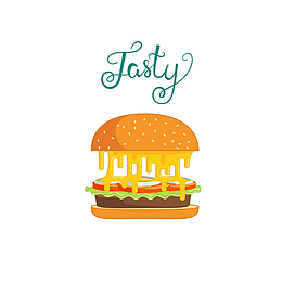 矢量卡通西式简餐汉堡包