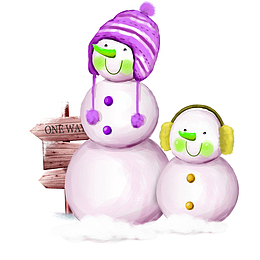 二十四节气之小雪带帽子的雪人装