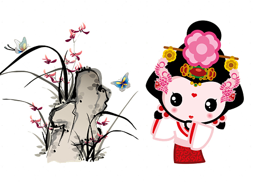 桃花节文艺京剧脸谱鸟粉bannerpng国粹京剧q版全套png动漫武生粉psd