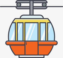 橙色透明白色观光缆车