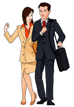 穿西装的男女人物卡通插画图案