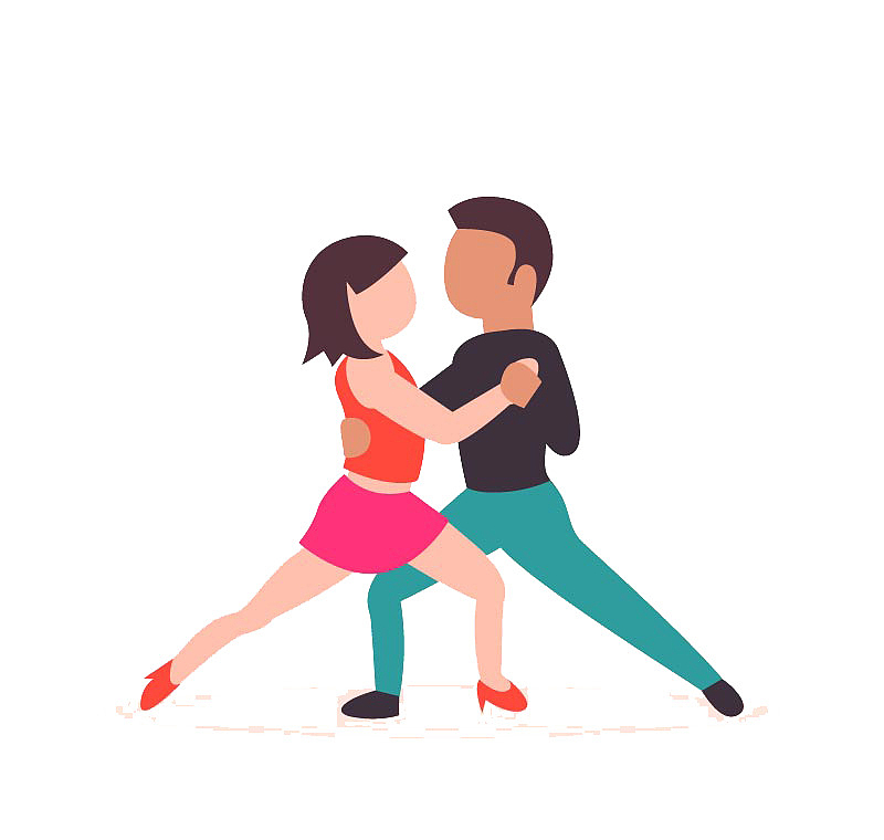 跳踢踏舞的男人和女人手绘卡通插