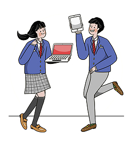 拿电子产品的学生