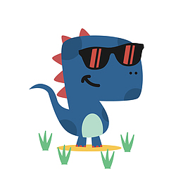 蓝色墨镜恐龙卡通