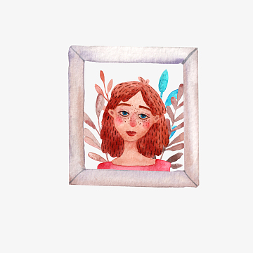 手绘水彩插画风女孩头像