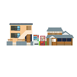 日式建筑矢量手绘