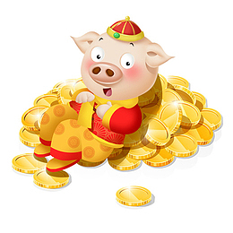金色财富小猪元素