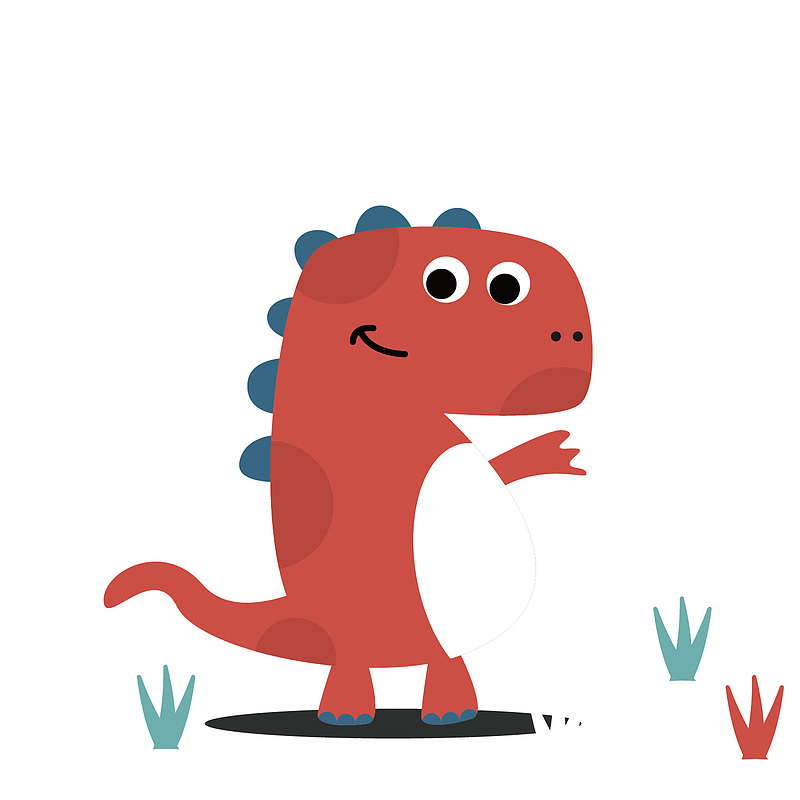 红色个性恐龙卡通
