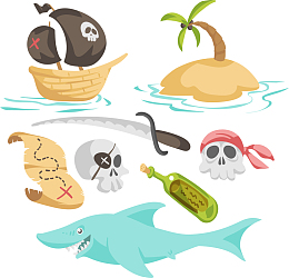 创意卡通海盗元素插画
