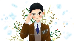 免抠卡通手绘教师节花丛里的男老