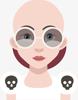 矢量图穿白色衣服的光头女士