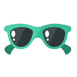 矢量扁平绿色太阳眼镜