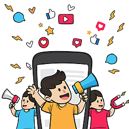 创意影响者营销人物矢量