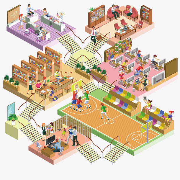 学校里的楼层矢量场景