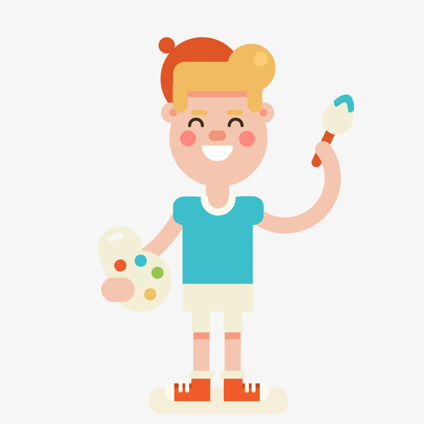 卡通画画人物矢量图