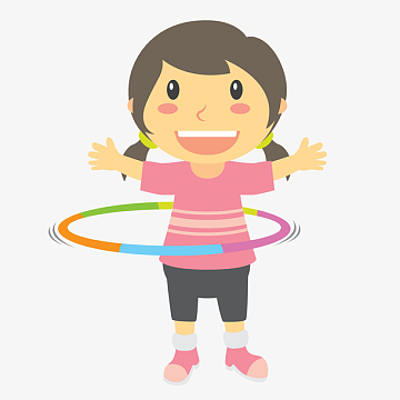 卡通转呼啦圈女孩矢量图