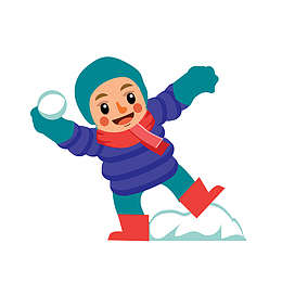 冬天打雪仗矢量图