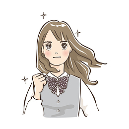 元气满满卡通少女矢量图