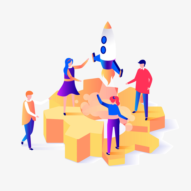 商务人物火箭矢量图