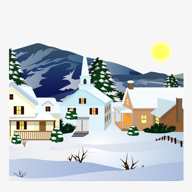 关键词 : 矢量图,手绘插画,冬季场景,下雪,冬天,风景插画,冬季[声明]