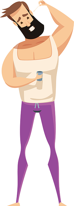 掏耳朵健身手绘小人