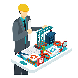 可爱的工人手机电子场景