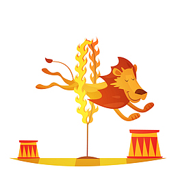 马戏团跳火圈的狮子