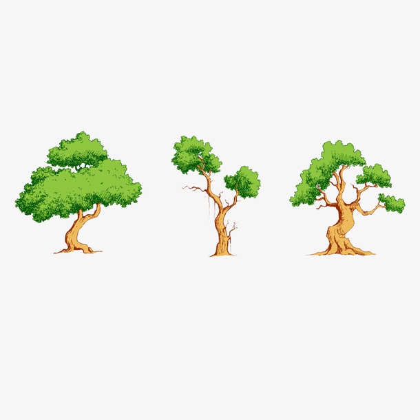 三棵卡通树背景