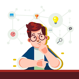 创意思考中的男子矢量图