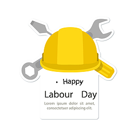 卡通黄色安全帽标签