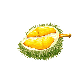 黄色卡通榴莲矢量图