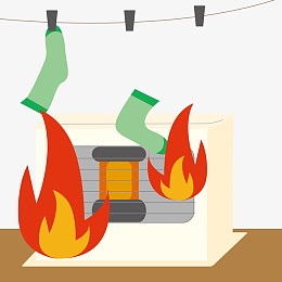 卡通着火火炉矢量图