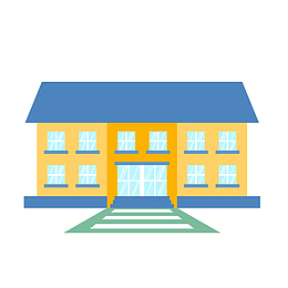 蓝色学校建筑矢量图