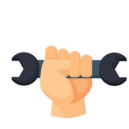 手拿起子劳动节标签