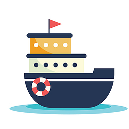 卡通海面轮船矢量图