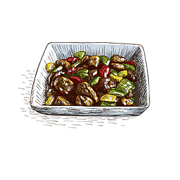 彩绘美味咕噜肉矢量图