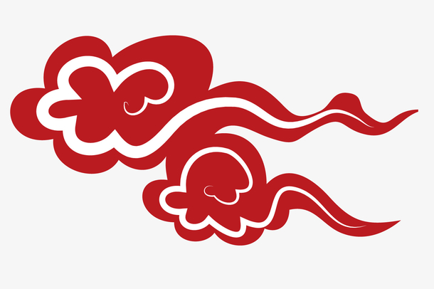 卡通红色祥云矢量图