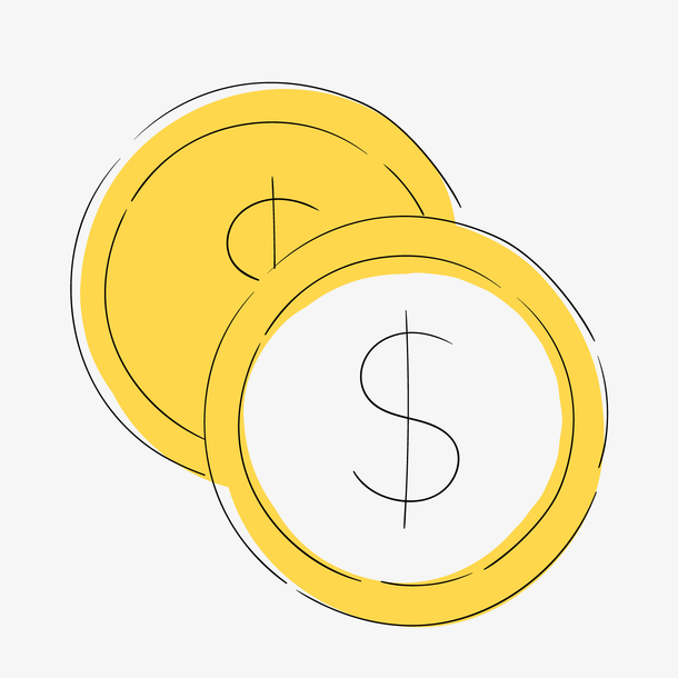 卡通黄色金币矢量图