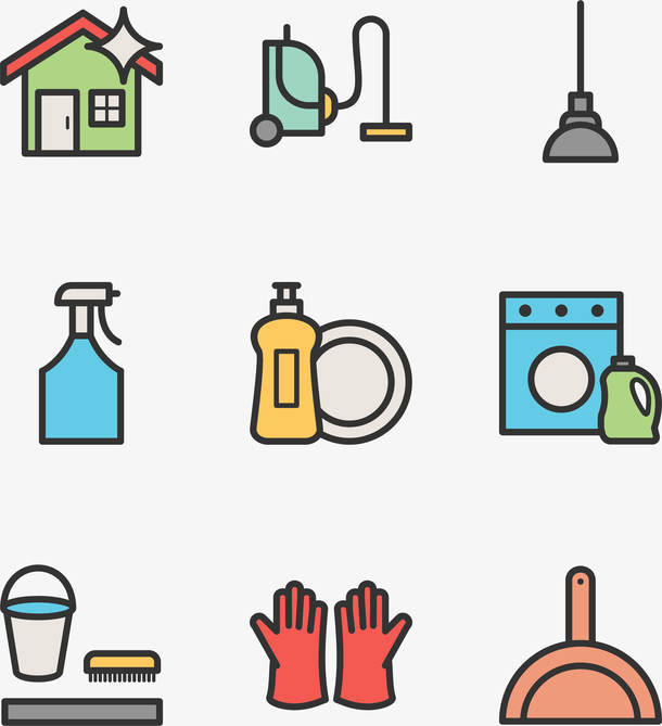 卡通整理清洁网页ui图标集合