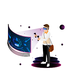 卡通VR体验人物矢量图