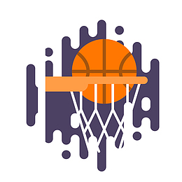 橙色创意篮球运动元素